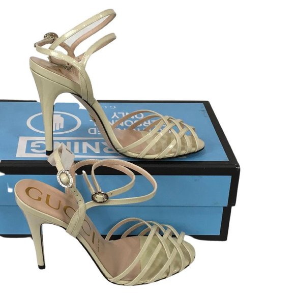 Gucci Women's Vintage Shiny Patent Leather High Heels Sandals DM52 - Picture 6 of 16